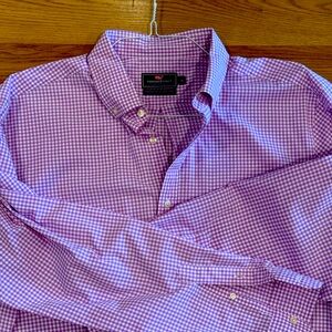 Vineyard Vines Men's Purple Gingham Shirt